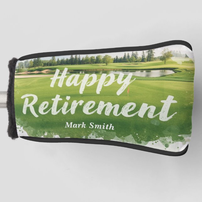 Golf happy retirement on golf course  head cover (Front)