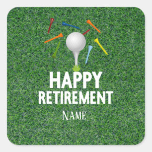 Golf Happy Retirement on green background Classic  Square Sticker
