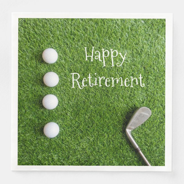 Golf Happy retirement to golfer with golf ball Napkin (Front)