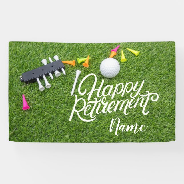 Golf happy retirement with ball on green banner (Horizontal)
