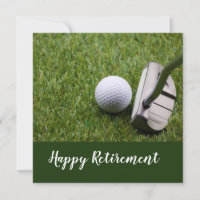 Golf happy retirement with golf ball and putter