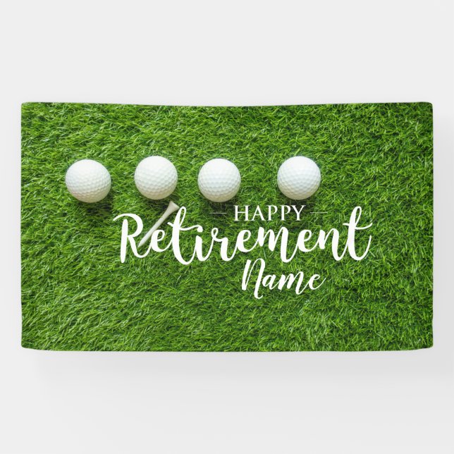 Golf happy retirement with golf ball on green banner (Horizontal)