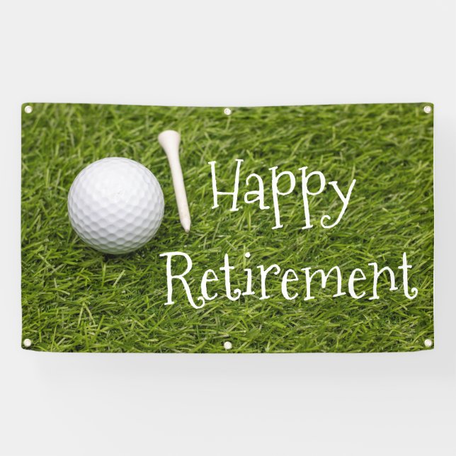 Golf Happy Retirement with golf balls on green Ban Banner (Horizontal)