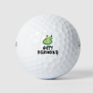 Golf Happy Retirement with golf flag on green   Balls
