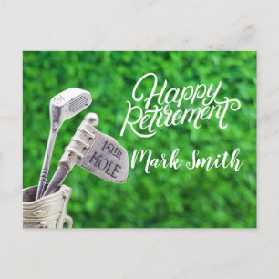 Golf happy retirement with golf iron postcard