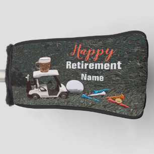 Golf happy retirement with Name  beer golf cart   Head Cover