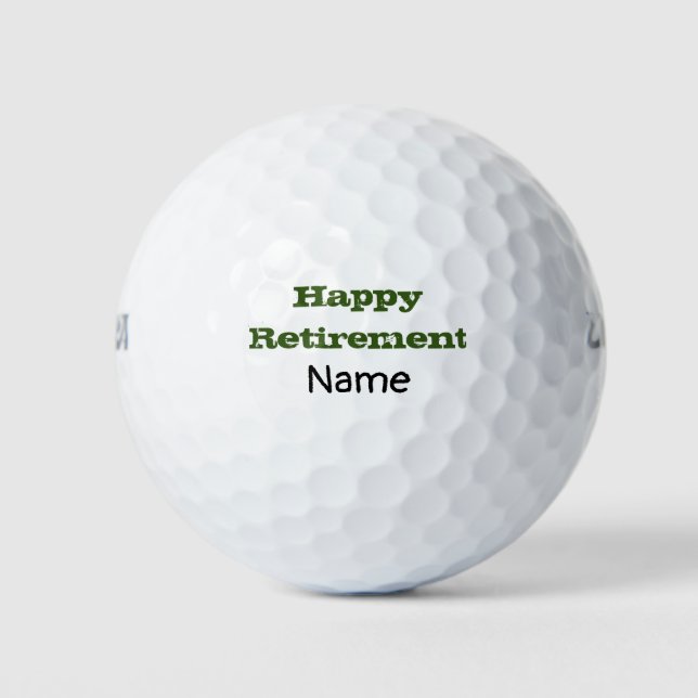 Golf happy retirement wording on golf ball (Front)