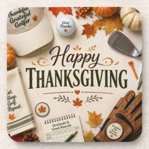 Golf Happy Thanksgiving themed Coaster