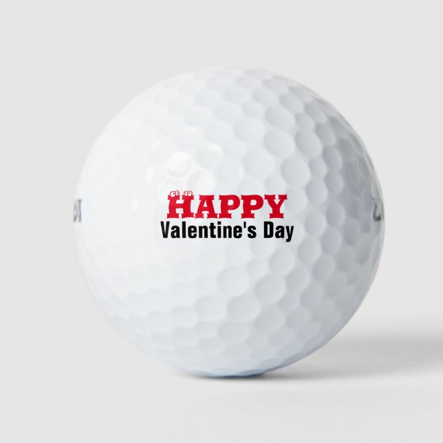 Golf Happy Valentine's Day with Funny Face letters Balls (Front)