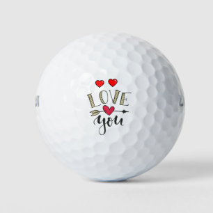 Golf Happy Valentine's Day with love red hearts  Balls