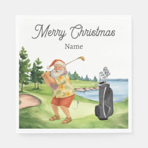 Golf Hawaii Christmas Santa Tropical Party Paper  Napkin