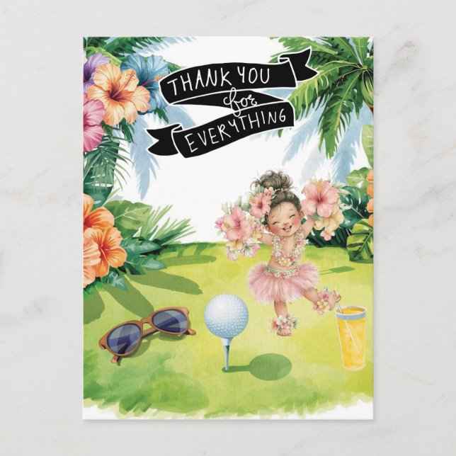 Golf Hawaii themed Flat Thank You Card (Front)