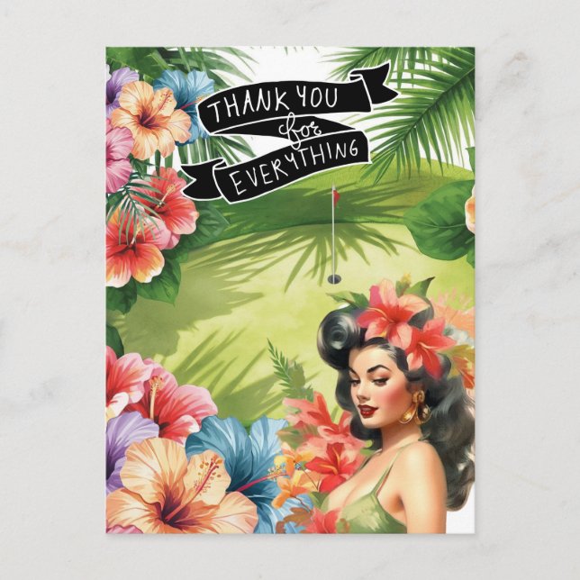 Golf Hawaii themed Flat Thank You Card (Front)