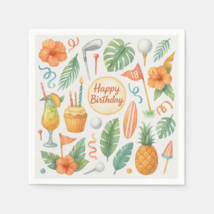 Golf Hawaii themed for Hawaiian Golfer Party Napkin