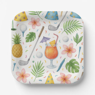 Golf Hawaii themed for Hawaiian Golfer Party Paper Plate