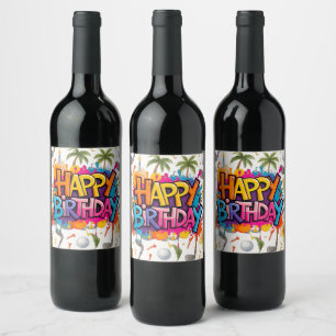 Golf Hawaii themed for Hawaiian Golfer Party Wine Label