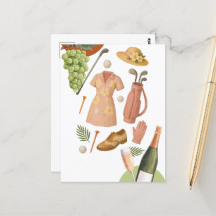 Golf Hawaiian themed Lady Woman Golfer tournament  Postcard