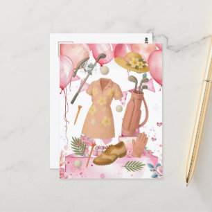 Golf Hawaiian themed Lady Woman Golfer tournament Postcard
