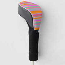 Golf Head Cover, Mandarin Orange Colourful Stripe