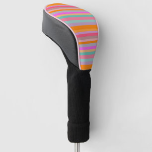 Golf Head Cover, Mandarin Orange Colourful Stripe Golf Head Cover