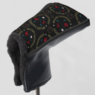 Golf Head Cover with his Name and Initials Black