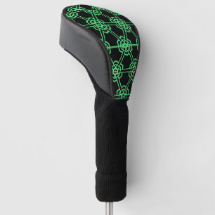 Golf Head Covers-shapes Of green on black Cover