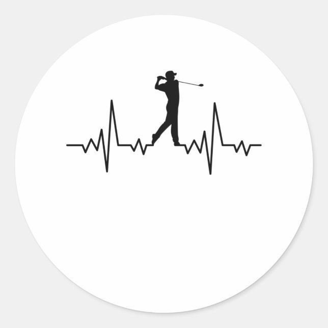 GOLF HEARTBEAT Golfing Clothes Women Men Kids Classic Round Sticker (Front)