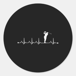 Golf Heartbeat Shirt Heartbeat Love Gift Classic Round Sticker