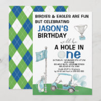 Golf Hole In One Birthday Invitation