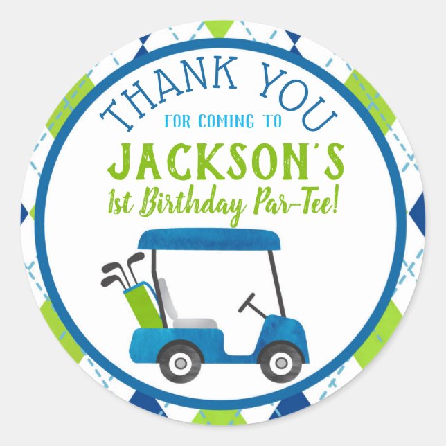 Golf Hole In One Birthday Party Favour Stickers (Front)