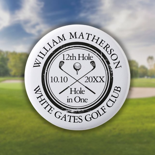 Golf Hole in One Classic Personalized 2 Inch Round Button (Creator Uploaded)