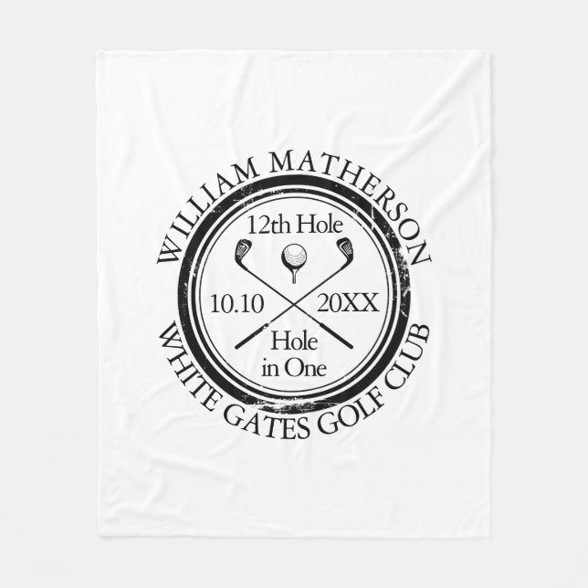 Golf Hole in One Classic Personalized Fleece Blank Blanket (Front)