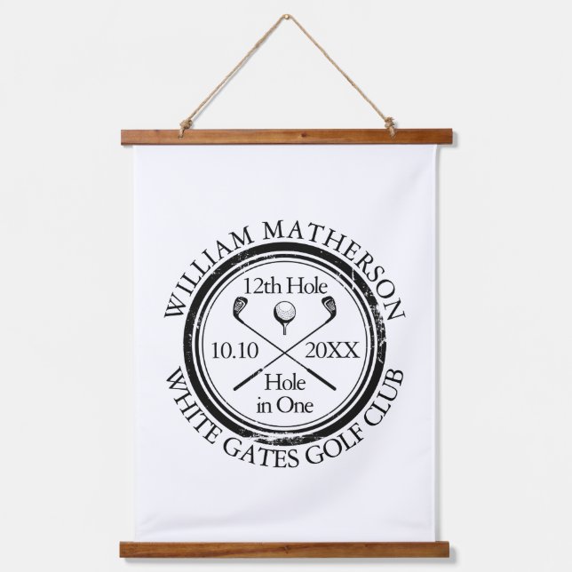 Golf Hole in One Classic Personalized Hanging Tapestry (Front)