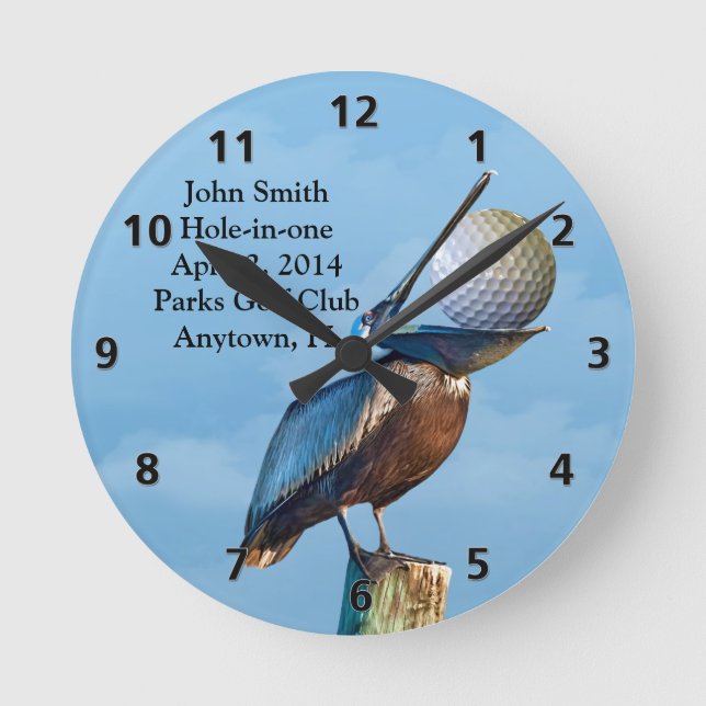 Golf Hole-in-one Commemoration Customizable Round Clock (Front)