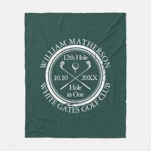 Golf Hole in One Emerald Green Fleece Blanket