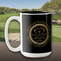 Golf Hole in One Personalized Gold And Black
