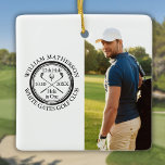 Golf Hole in One Personalized Photo Golfer  Ceramic Ornament<br><div class="desc">Featuring an aged stamp effect classic retro design. Personalize the golfer's 2 photos,  name,  location hole number and date to create a great keepsake to celebrate that fantastic hole-in-one golf award. Designed by Thisisnotme©</div>