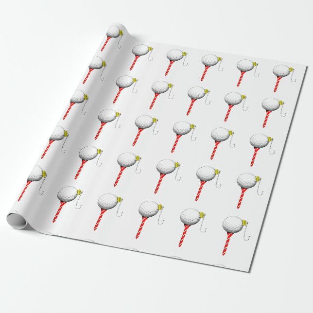 Golf Holiday Gift Wrapping Paper (Unrolled)