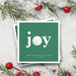 Golf Holiday Joy Personalized Name Typography  Napkin