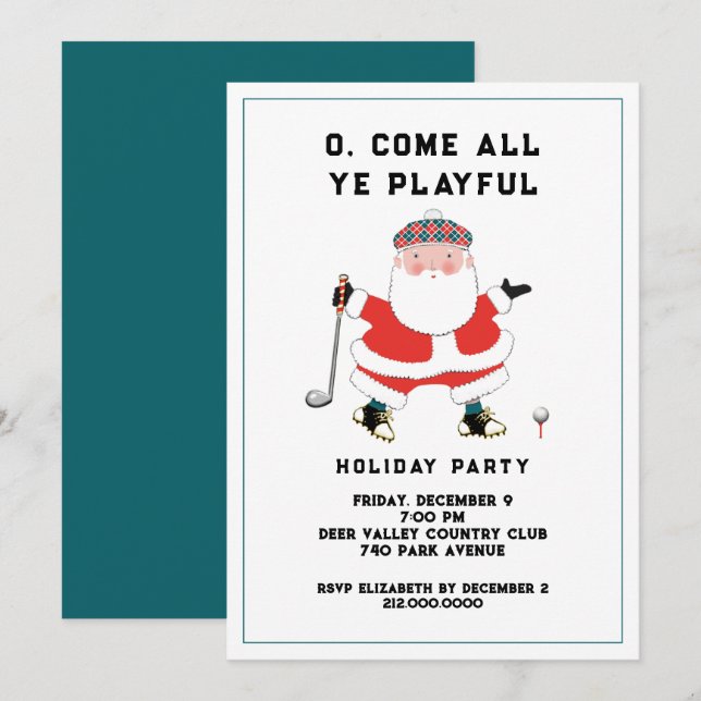 Golf Holiday Party Invitation (Front/Back)