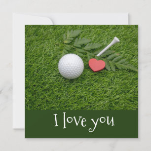 Golf I love you with golf ball and red heart
