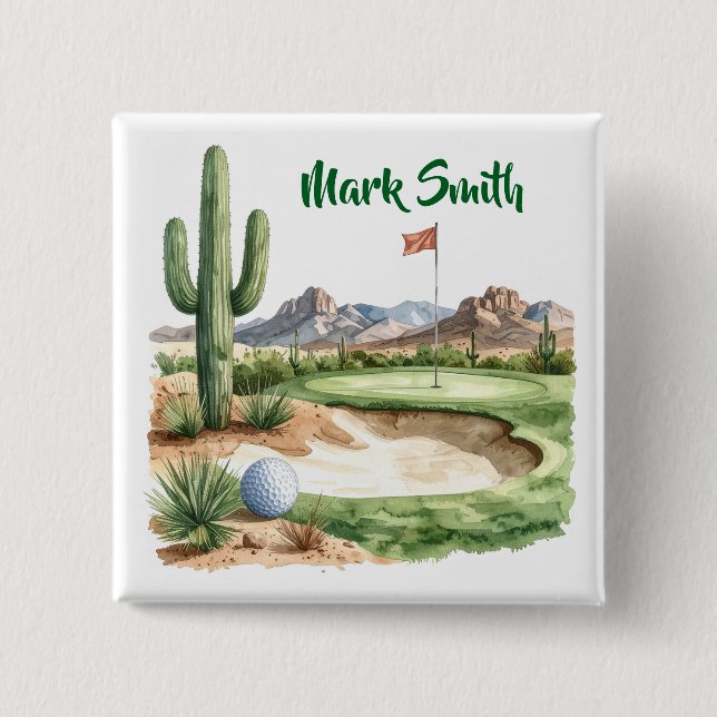 Golf  in Arizona  2 Inch Square Button (Front)