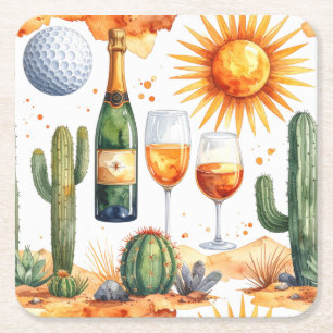 Golf in Arizona  Napkins Square Paper Coaster