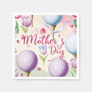 Golf in pink themed with flowers for Mother's Day Napkin