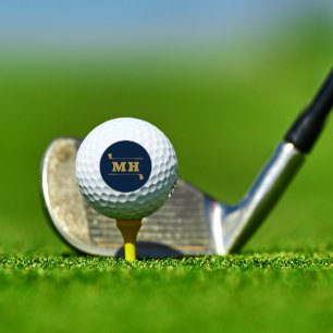 Golf Initials Classic Preppy Athletic Navy Gold Balls