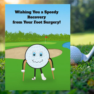 Golf Injury Foot Recovery Humourous Get Well Postcard
