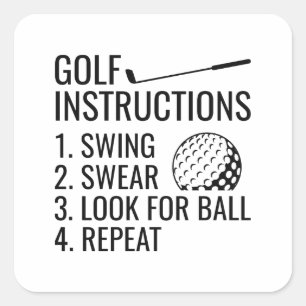 Golf Instructions Square Sticker