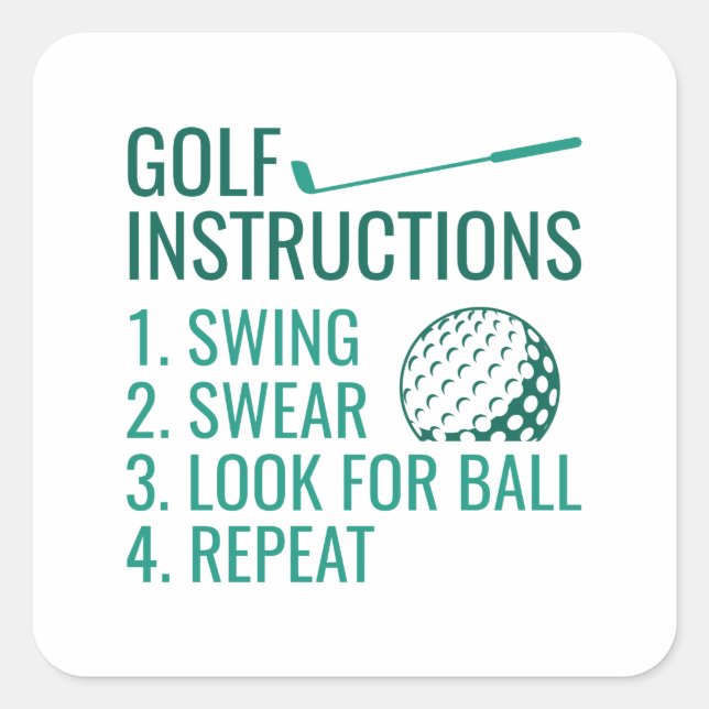 Golf Instructions Square Sticker (Front)