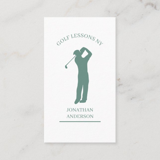 Golf instructor gray green business card (Front)