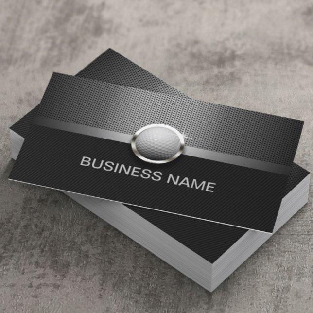 Golf Instructor Modern Metal Professional Sport Business Card (Creator Uploaded)